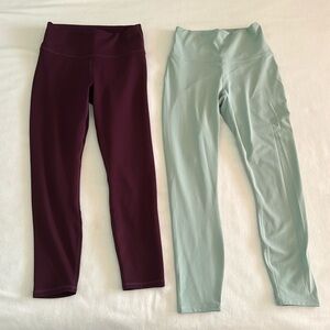 2 pair of Fabletics leggings size small. EUC. One pale green, the other burgundy
